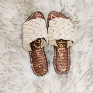 Sam Edelman Women's Griffin Slide Sandals Braided Ivory Leather 7  Logo